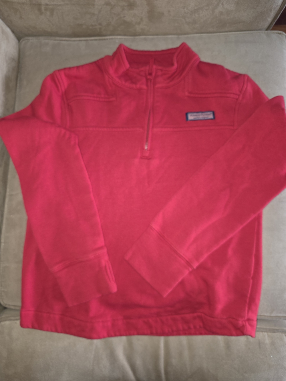 Vineyard Vines Girls Shep Pullover Red 1/4 Zip M (10-12)